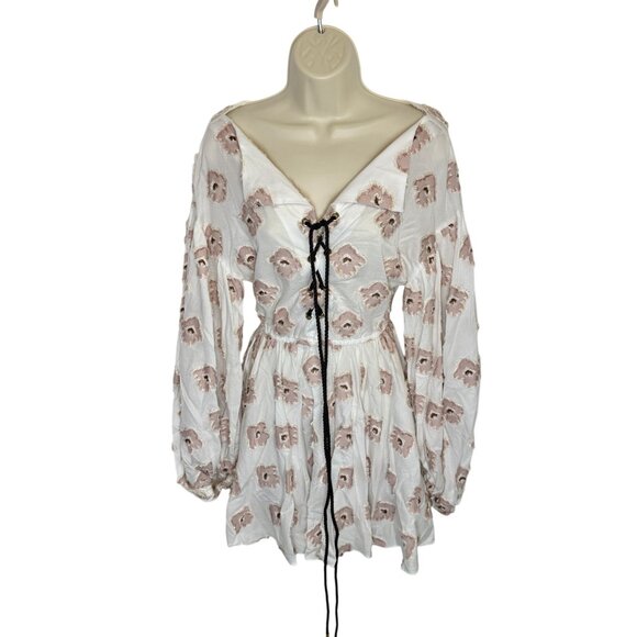 Caroline Constas Olympia Metallic Fil Coupe Mini Dress Pink White - size XS - Picture 2 of 11